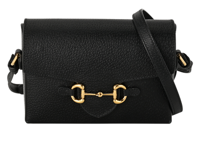 1955 Horsebit TwoWay Flap, &pound;595, Handbags, Black, Leather, Front view